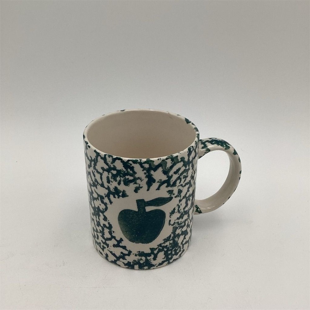 Gibson Green Apple Spongeware Coffee Mug Cottagecore Rustic Style